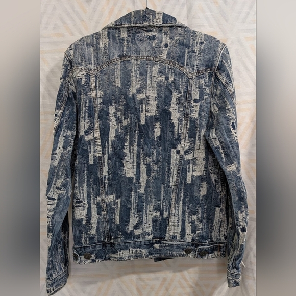 TRUE RELIGION Men's Danny Distressed Ripped Denim Jean Jacket Shredded SP - Picture 4 of 12